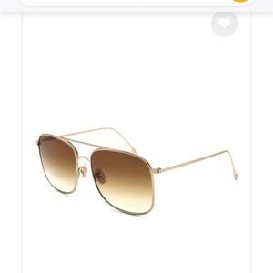 Victoria Beckham Square Hammered Metal Navigator Sunglasses